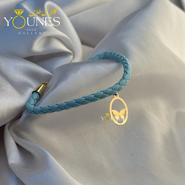 دستبند چرم پروانه ای طلا